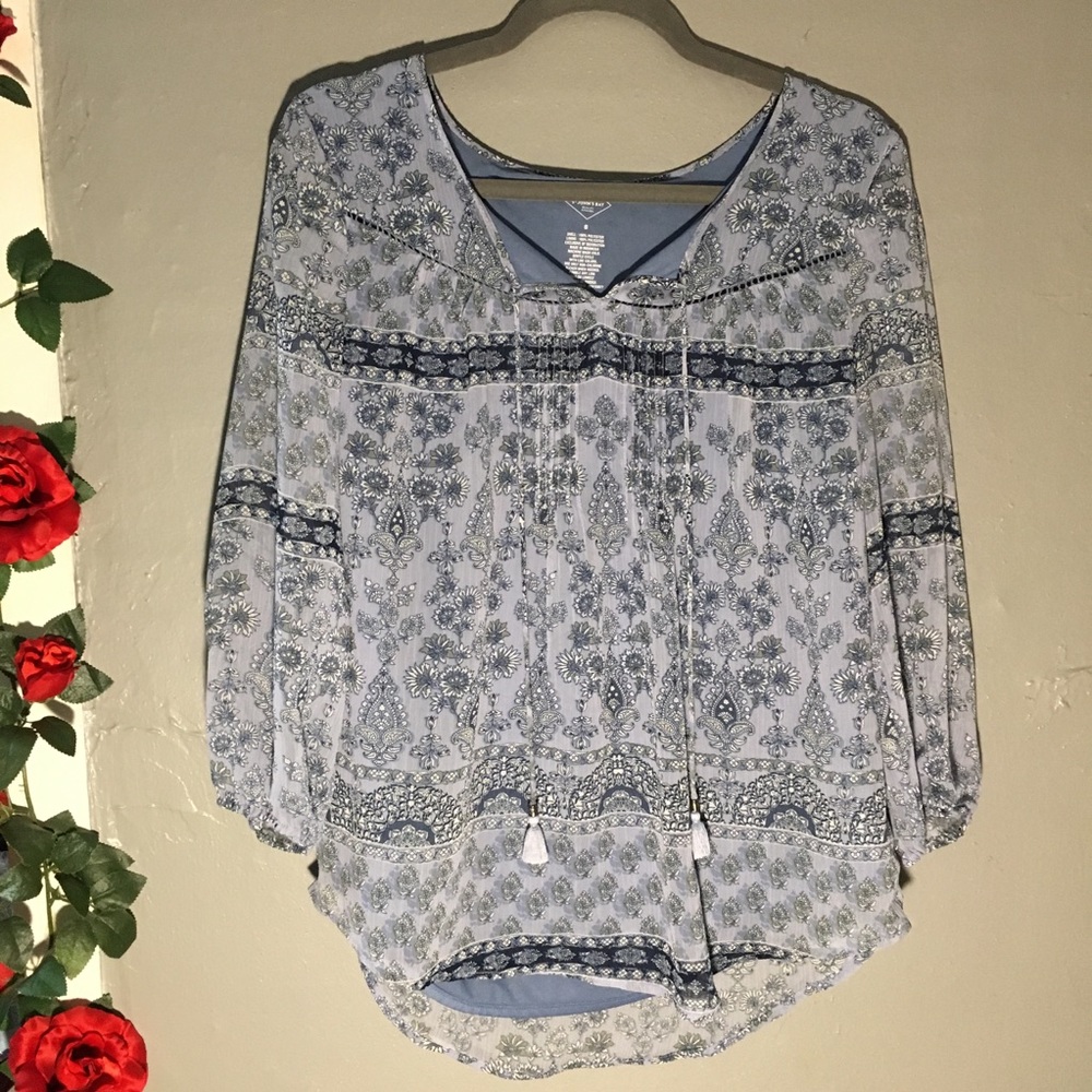 Blue patterned blouse